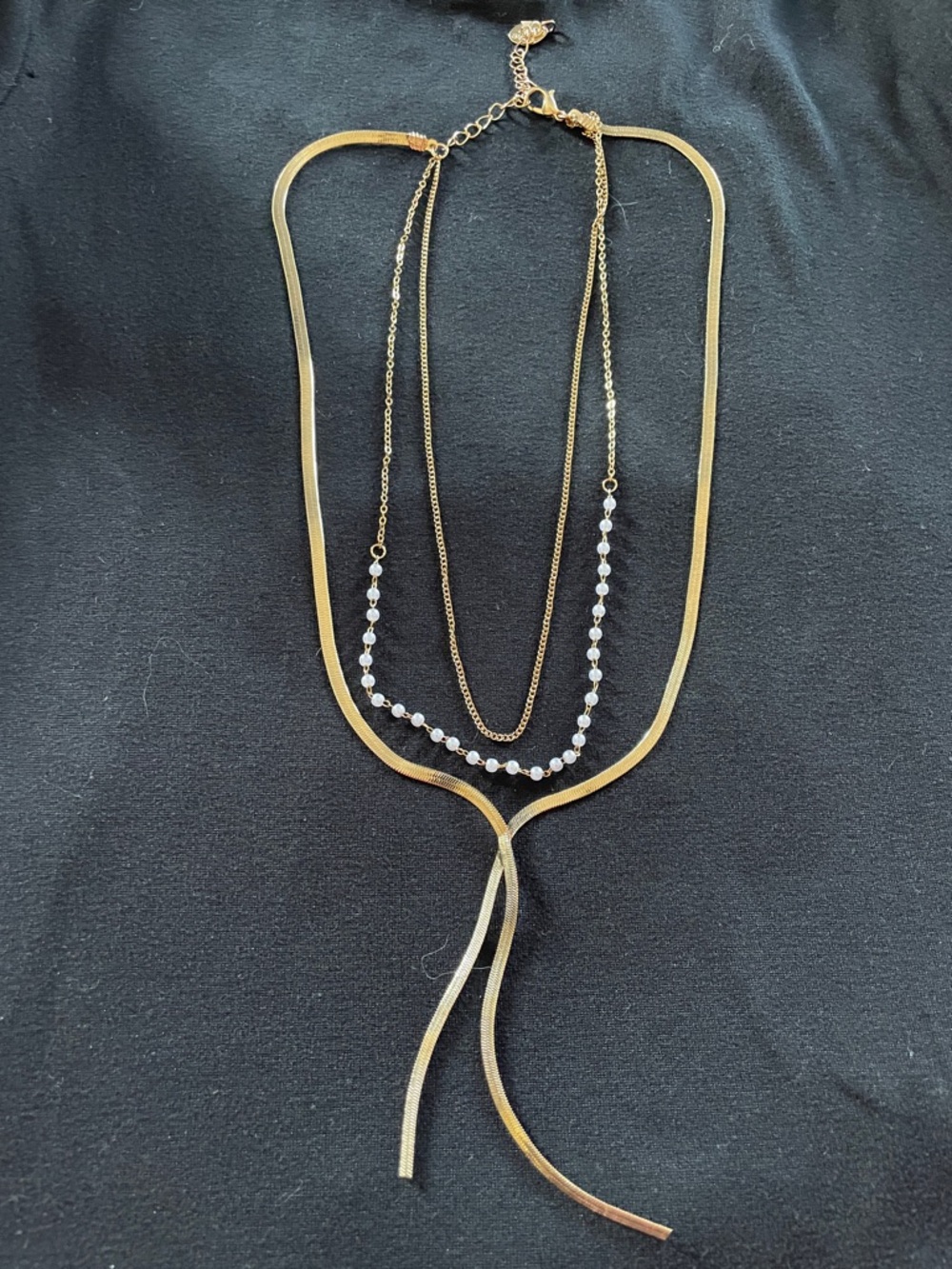 Claire's Gold-Tone Multi-Layer Necklace with Clear Beads